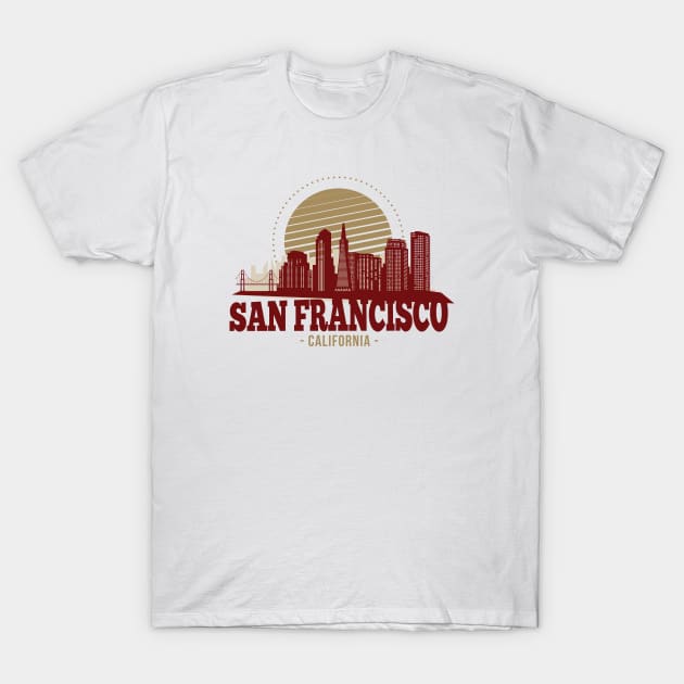 Retro San Francisco, California Skyline T-Shirt by SLAG_Creative